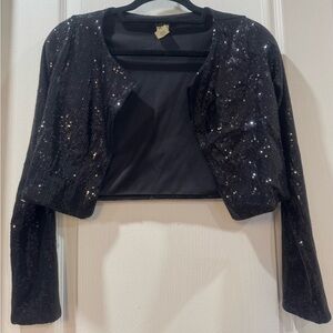 Sequin Black Cropped Jacket